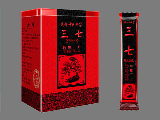 三七粉包装系列——红黑色系列