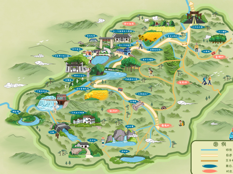 全域旅游手绘地图设计美丽乡村景区导览定制
