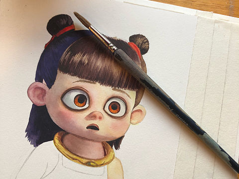 水彩哪吒