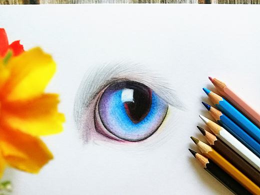 猫眼睛，彩铅画