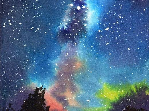 2017上半年年度总结1:水彩星空夜与海浪