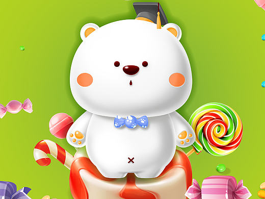 暖萌可爱的徐福记熊博士卡通形象吉祥物原创设计