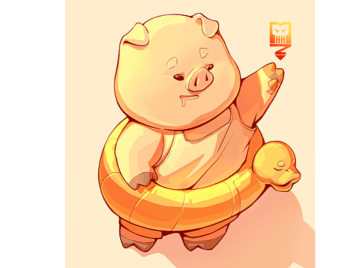 夕阳下的小猪猪