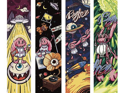 滑板插畫：粉骨兔星際歷險（個人主頁-ZNDkzNjc0MTI=） - 商業(yè)插畫 - 站酷設計師紙紙醬原創(chuàng)素材 - 站酷ZCOOL