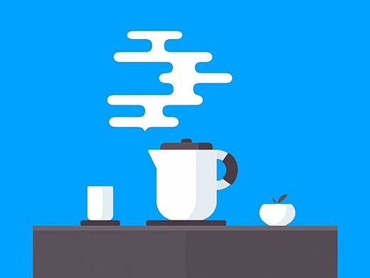 冒着烟雾的茶壶