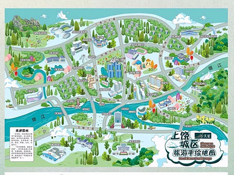 城市城区商业中心手绘地图定制设计小小程序h5导览制作