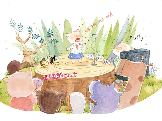 国庆歌唱（个人主页-ZMzk2MDExMjg=） - 儿童插画 - 站酷设计师啤梨cat原创素材 - 站酷ZCOOL