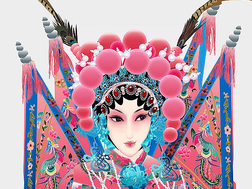 武旦刀马旦京剧人物矢量插图