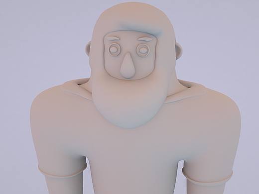 一只性别特征明显并穿着鞋子的野人
