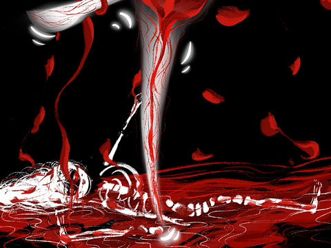 吃人,她在她的脊椎上起舞