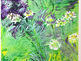 油画棒《紫色的花》