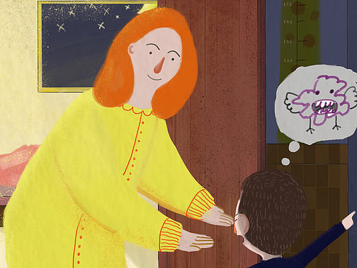 妈妈，刚刚有只怪兽在追我