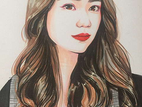 马克笔肖像插画