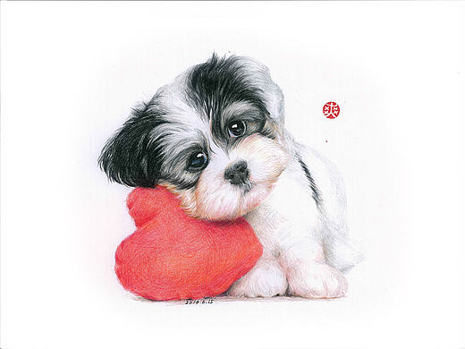 彩铅画—忧郁的狗狗