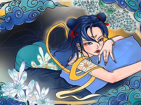 国风插画（女人花）