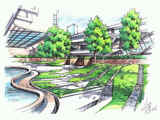 景观空间手绘效果图