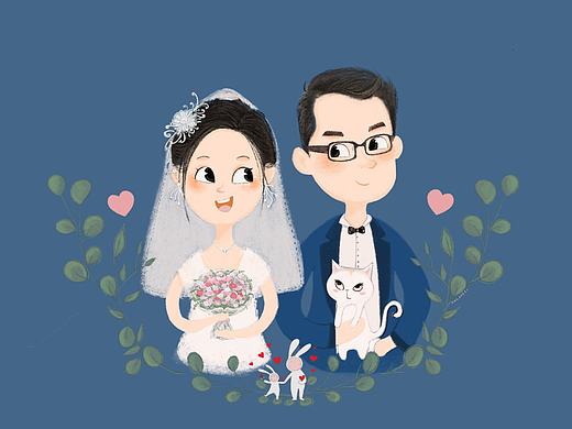结婚照插画
