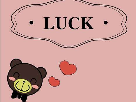 luck 卡通插画  手机壁纸 可爱壁纸 小熊卡通