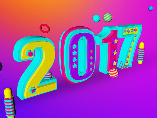 C4D+PS字体建模效果