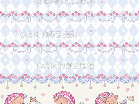 lolita柄图印花甜熊花园