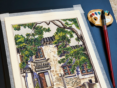 钢笔淡彩|手绘常州|青果巷