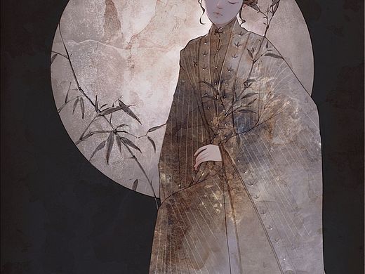 山崖竹柏｜古风插画