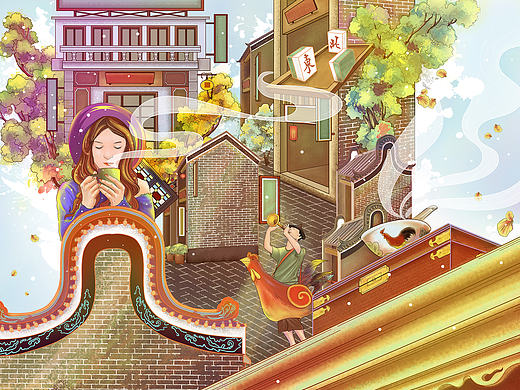 岭南天地地产插画/木头猫插画设计工作室原创作品