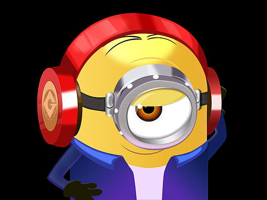 戴耳机的小黄人(含psd源文件)