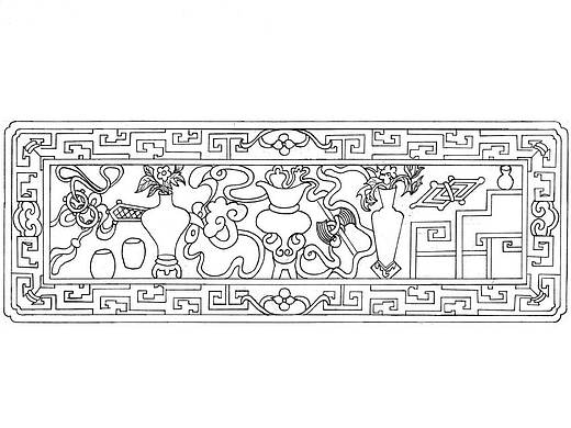 古建筑 木雕线描