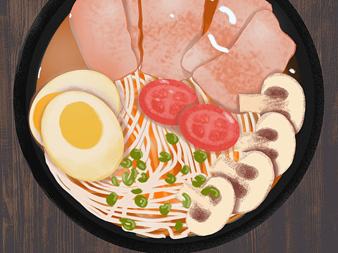 插画～日式拉面