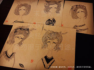 原创手绘线描人物之《森》系列