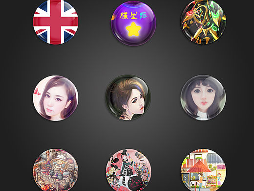 很多透明玻璃纽扣