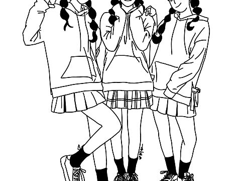 ☺️勾线速涂黑白简笔画风格练习☺️