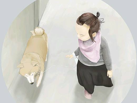 柴犬与小女孩