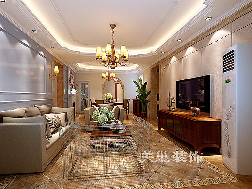 天骄华庭140平四室两厅美式乡村装修案例