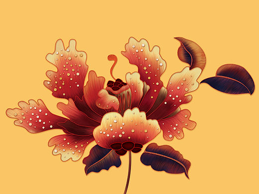 刺绣质感花纹插画