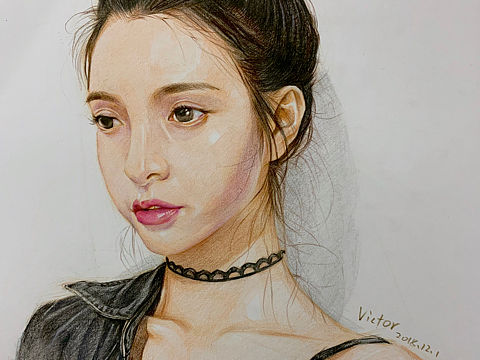 彩铅 少女