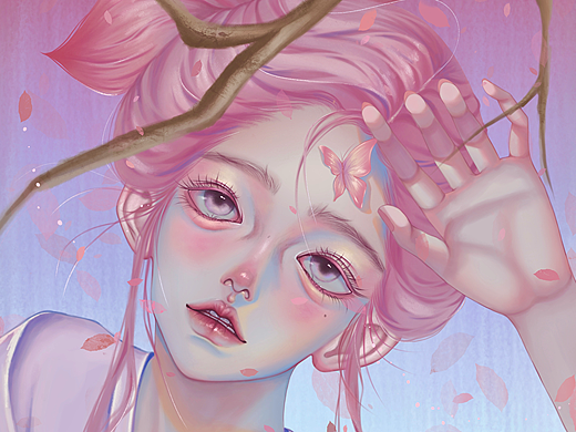 少女书封插画——桃妖