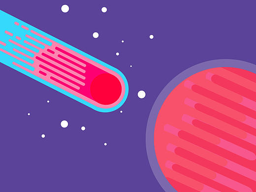 太空流量风海报、绘制热门的太空流星插画