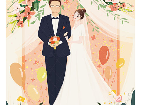 手绘婚纱照