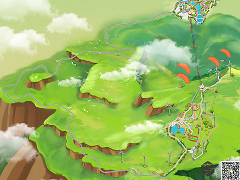 手绘地图合辑h5全域旅游景区园区酒店卡通导览图插画