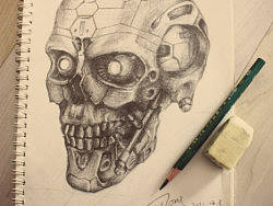 终结者T800-头骨模型素描