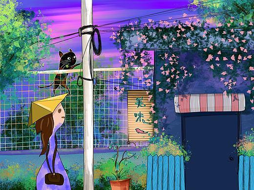 小黑猫的旅途（个人主页-ZNDUyNTQ1OTI=） - 儿童插画 - 站酷设计师没有鼻子的鱼原创素材 - 站酷ZCOOL