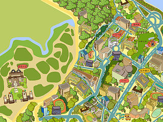 重庆北碚老城手绘地图