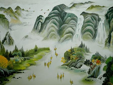 手绘--油画作品 花卉 风景 色彩 绘画 明亮 层次 朝阳 