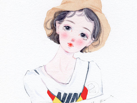小熊猫课堂 熊猫胖哒 少女插画水彩 周冬雨 明星插画