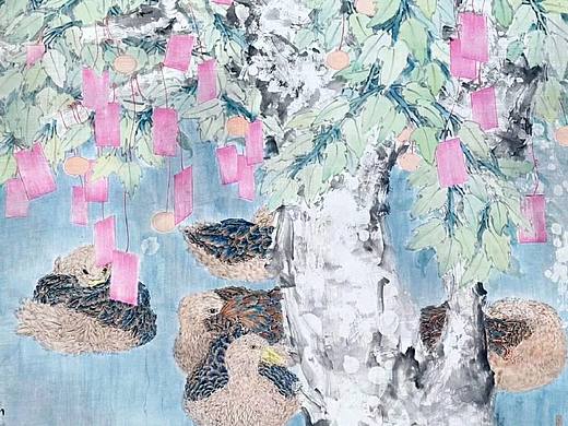 六尺花鸟国画创作《乡愿》