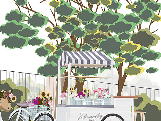 插画系列2+交通工具+花