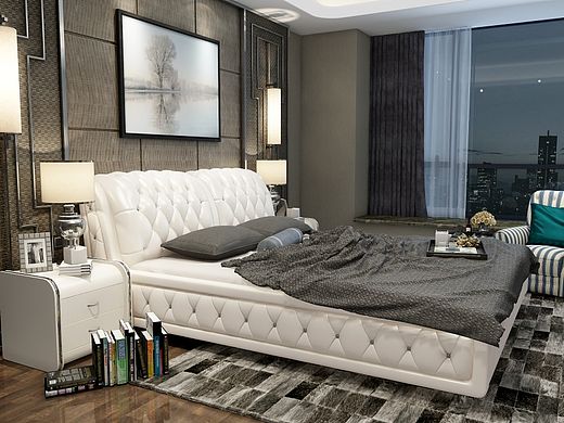 3D家具效果图展示--真皮床，夜景