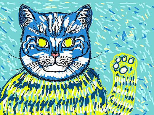猫咪插画——无小圣@梵高